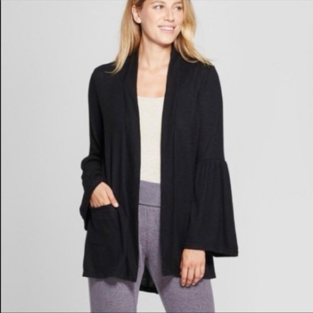 NWT Gilligan & O'Malley Black Cardigan Sweater with Open Front Sz Medium / Large